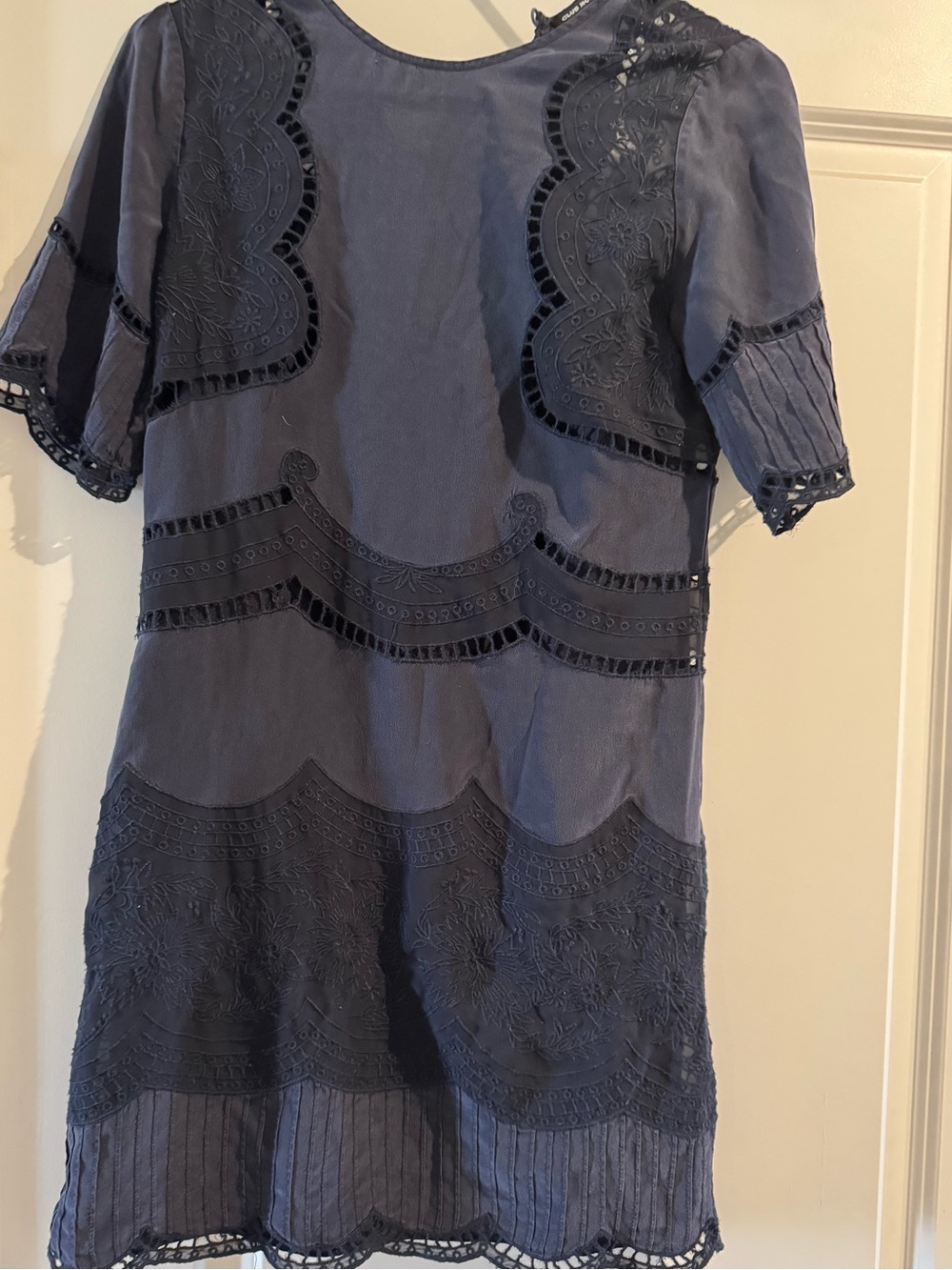 Club Monaco Ralph Lauren silk midi feminine floral lace eyelet meshy lightweight